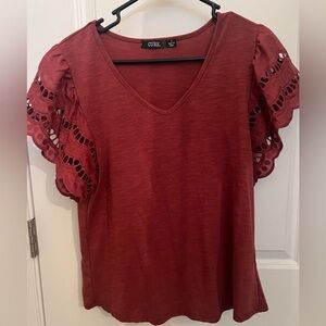 Cure Brown Work Tops For Women V Neck Short Sleeve Solid Color T Shirts Trendy S